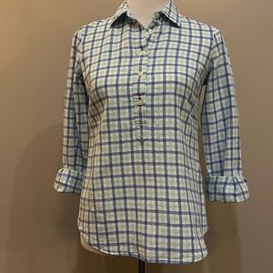 Vineyard Vines Blue plaid 1/2 button shirt